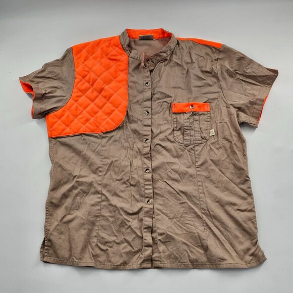 She Safari Shirt Women Beige Orange Pockets Shooting Padded Shoulder Size 2XL - Picture 2 of 4
